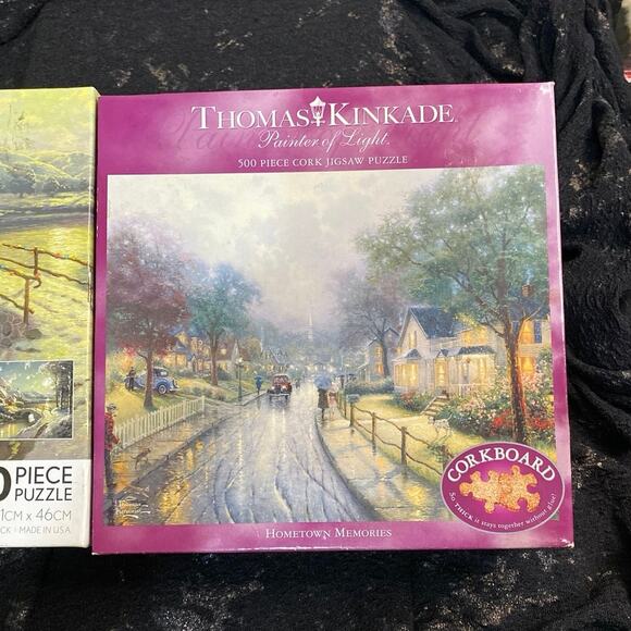 Thomas Kinkade Puzzle Bundle 2 Brand New Winter Holiday Snow Corkboard Shimmer - Picture 3 of 10